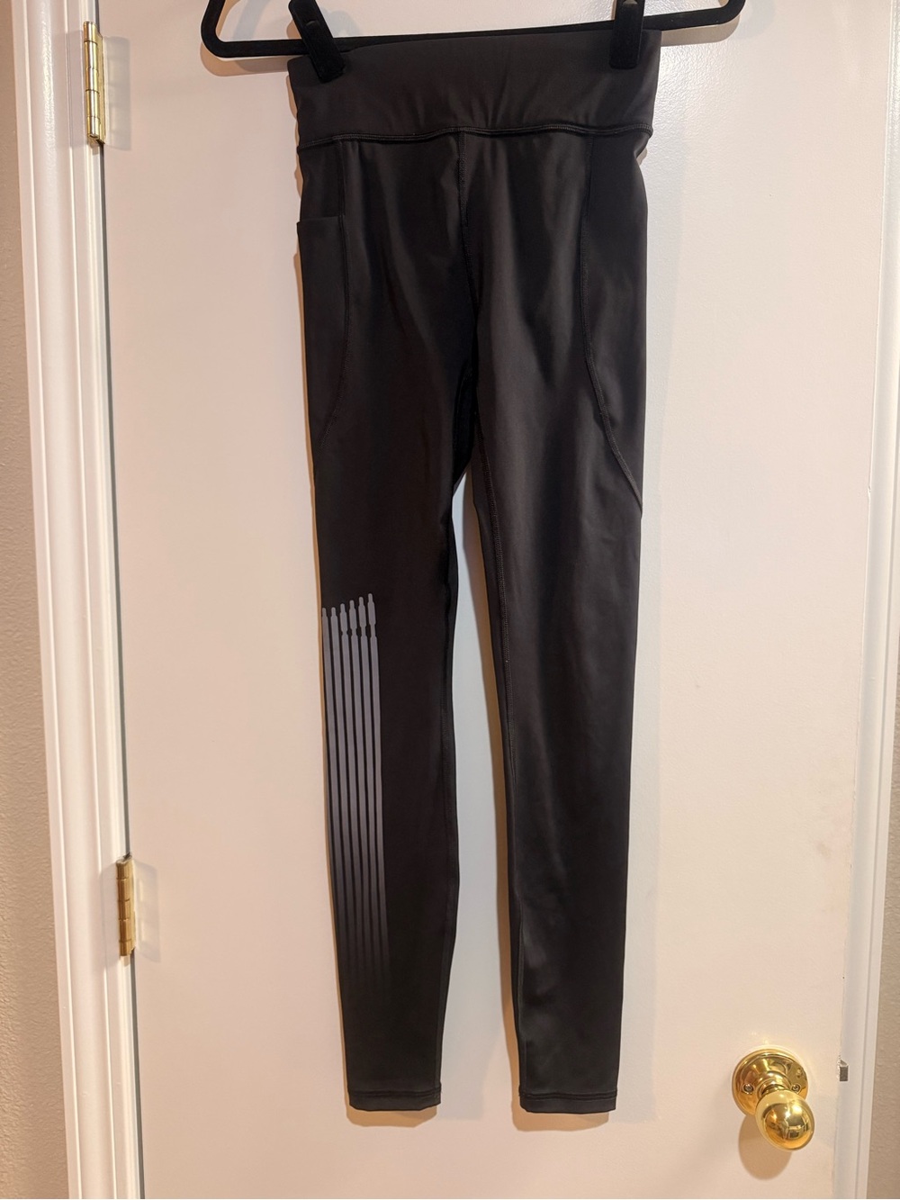 Women’s Savage X Fenty Black Performance Leggings with Reflective Stripe